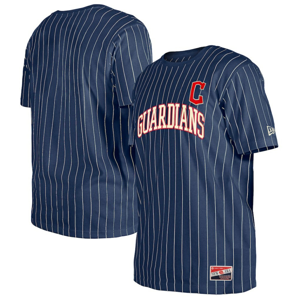 Cleveland Guardians New Era Throwback Pinstripe T-Shirt - Navy - New Era Lifestyle