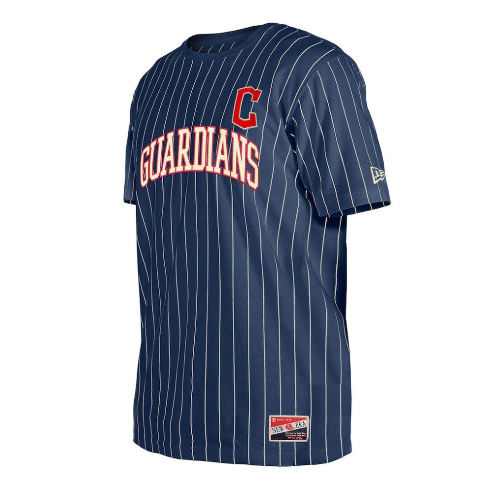 Cleveland Guardians New Era Throwback Pinstripe T-Shirt - Navy - New Era Lifestyle