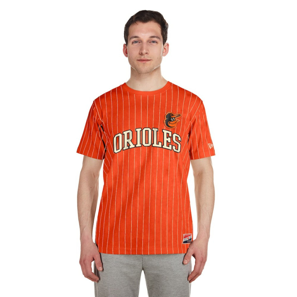 Baltimore Orioles New Era Throwback Pinstripe T-Shirt - Orange - New Era Sale