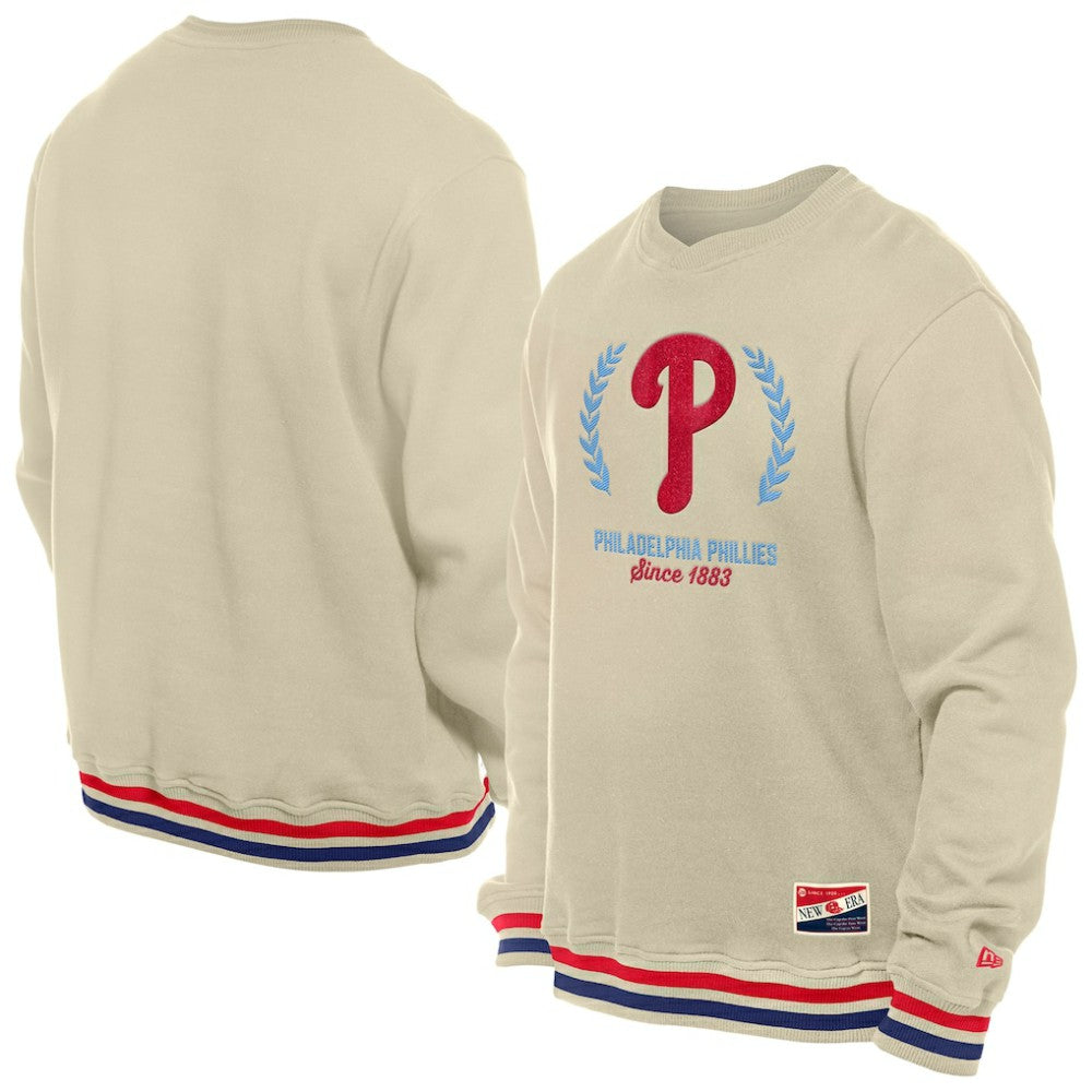 Philadelphia Phillies New Era Throwback Pullover Sweatshirt - Cream - New Era Sale