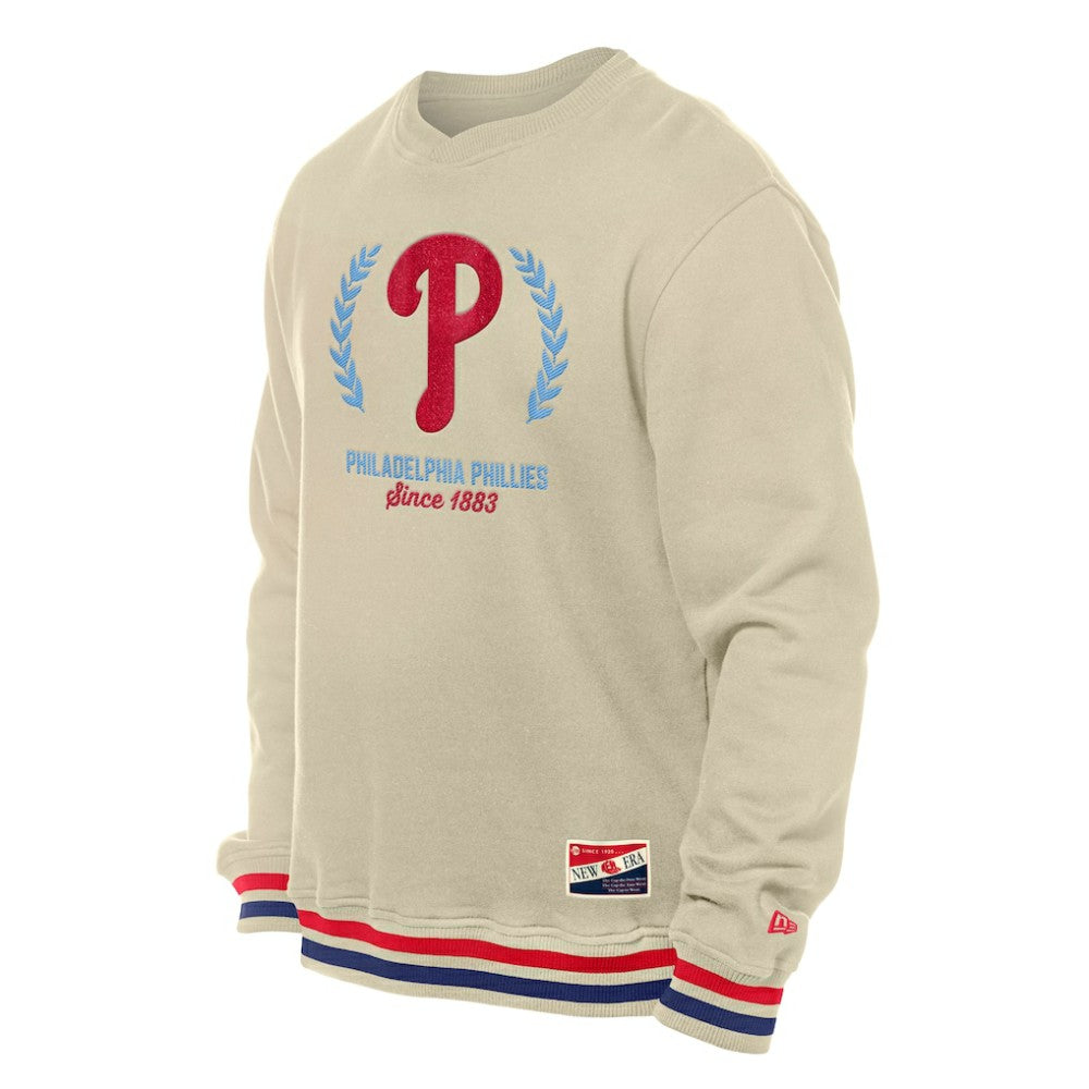 Philadelphia Phillies New Era Throwback Pullover Sweatshirt - Cream - New Era Sale