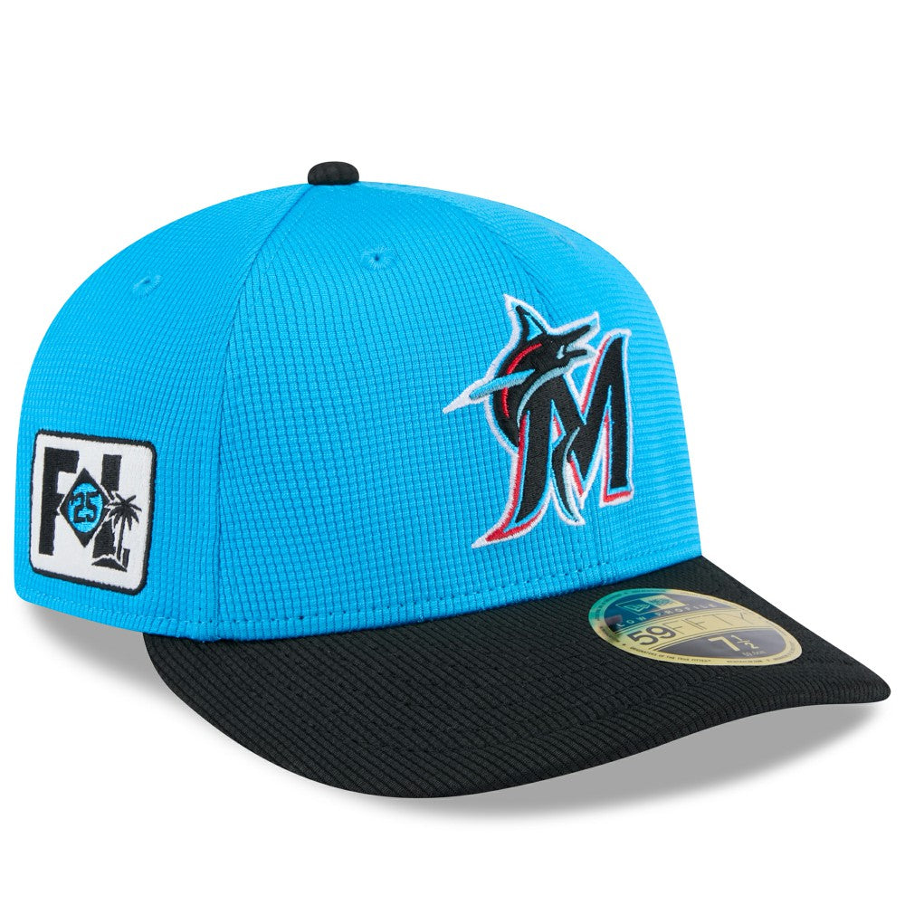 Miami Marlins New Era 2025 Spring Training Low Profile 59FIFTY Fitted Hat - Blue/Black - New Era on Sale