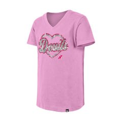 New Jersey Devils New Era Girl's Youth Flip Sequin V-Neck T-Shirt - Pink - NHL 201889027