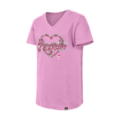 Pittsburgh Penguins New Era Girl's Youth Flip Sequin V-Neck T-Shirt - Pink - NHL 201889037