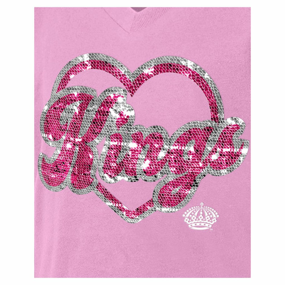 Los Angeles Kings New Era Girl's Youth Flip Sequin V-Neck T-Shirt - Pink - NHL 201889043