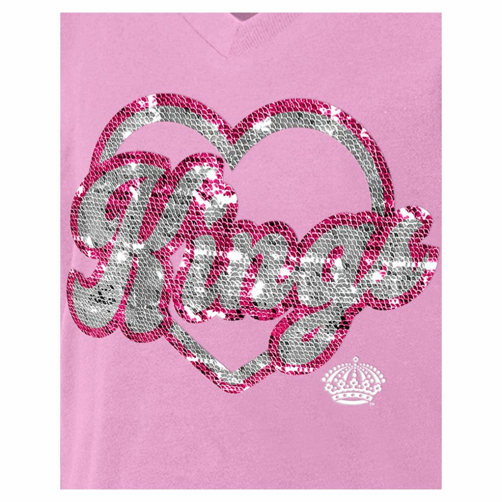 Los Angeles Kings New Era Girl's Youth Flip Sequin V-Neck T-Shirt - Pink - NHL 201889043