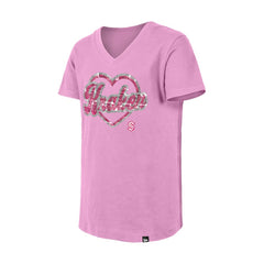 Seattle Kraken New Era Girl's Youth Flip Sequin V-Neck T-Shirt - Pink - NHL 201889044
