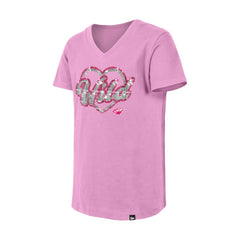 Minnesota Wild New Era Girl's Youth Flip Sequin V-Neck T-Shirt - Pink - NHL 201889048
