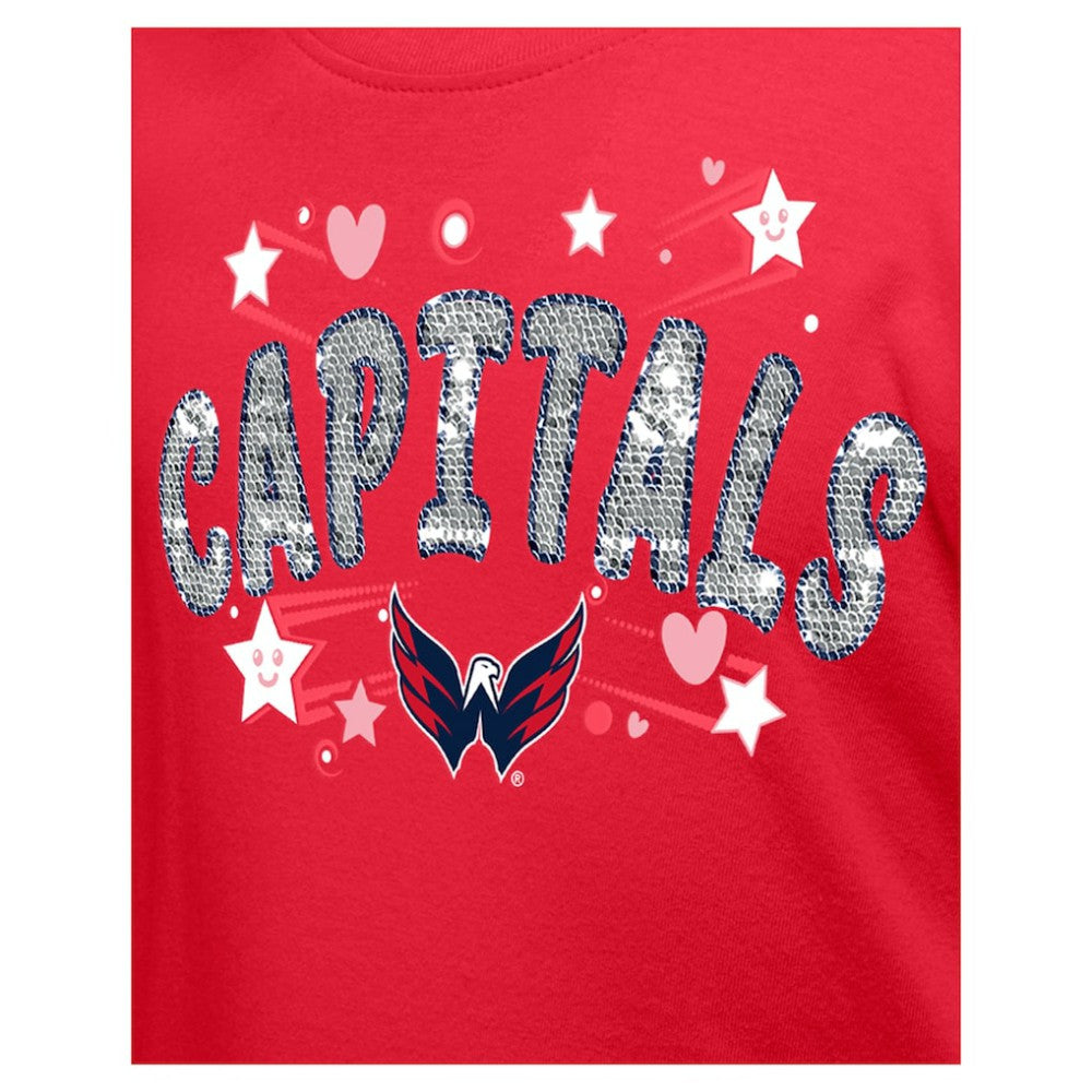 Washington Capitals New Era Girl's Youth Flip Sequin T-Shirt - Red - NHL 201889054