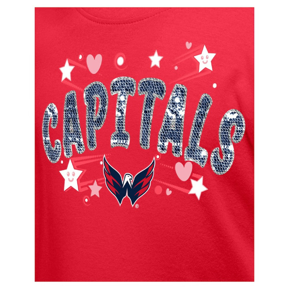 Washington Capitals New Era Girl's Youth Flip Sequin T-Shirt - Red - NHL 201889054
