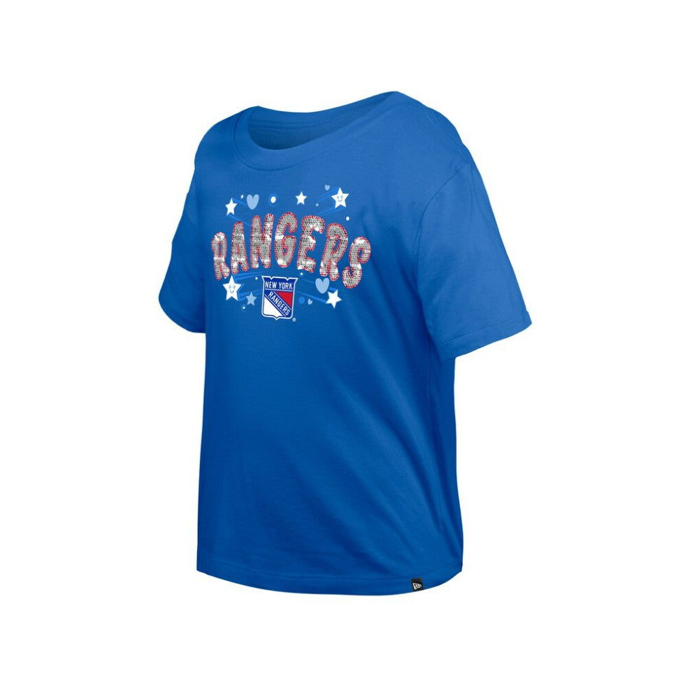 New York Rangers New Era Girl's Youth Flip Sequin T-Shirt - Blue - NHL 201889056