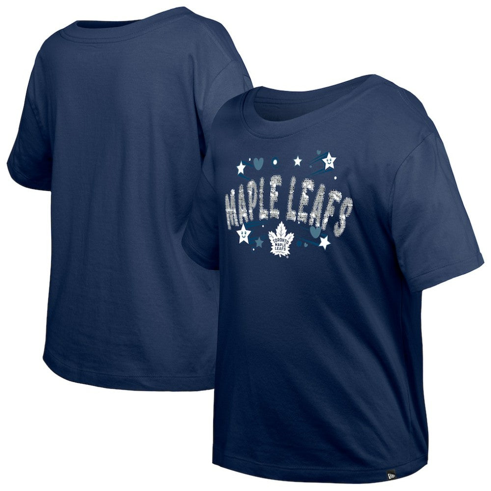 Toronto Maple Leafs New Era Girl's Youth Flip Sequin T-Shirt - Navy - NHL 201889059