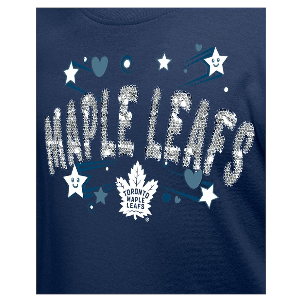 Toronto Maple Leafs New Era Girl's Youth Flip Sequin T-Shirt - Navy - NHL 201889059