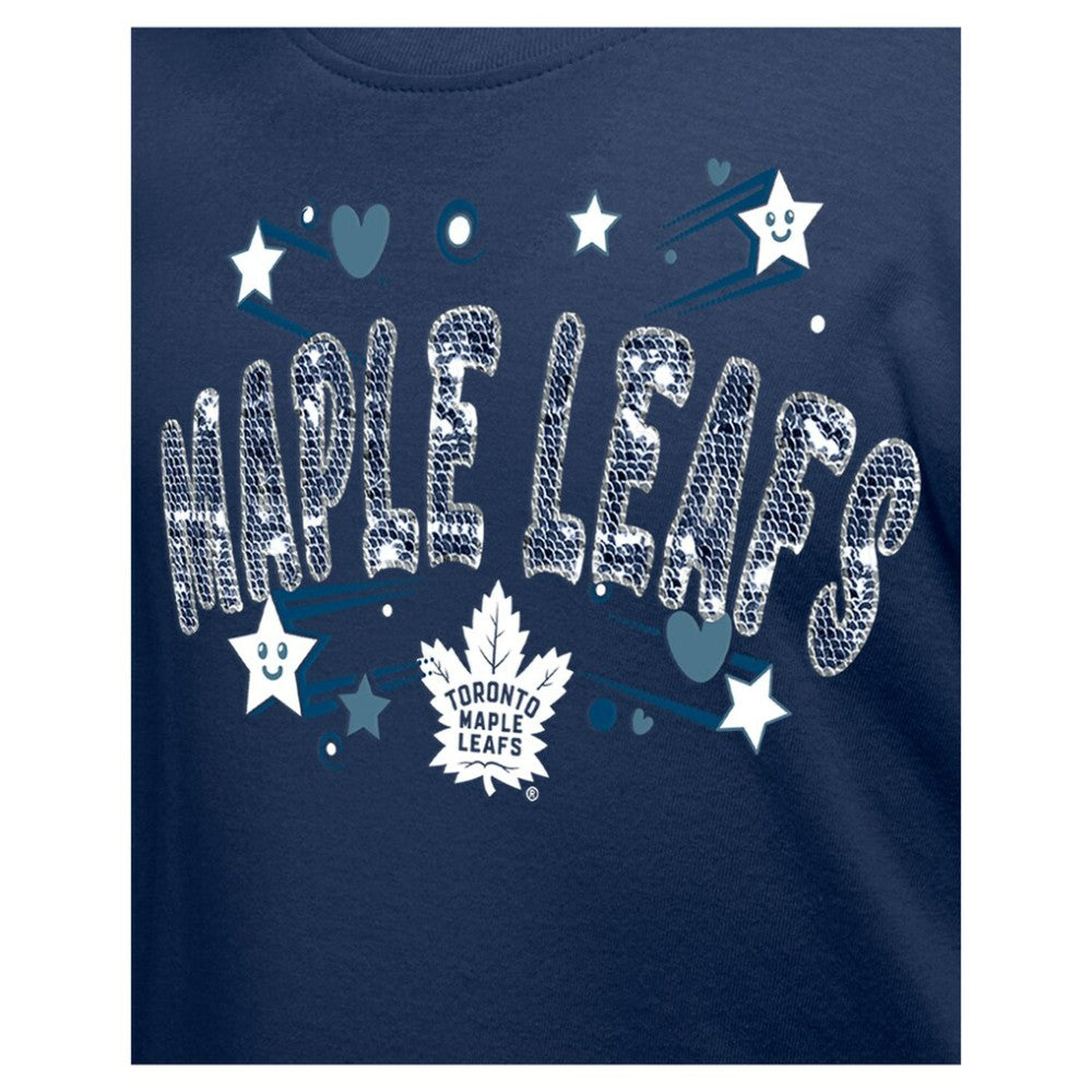 Toronto Maple Leafs New Era Girl's Youth Flip Sequin T-Shirt - Navy - NHL 201889059