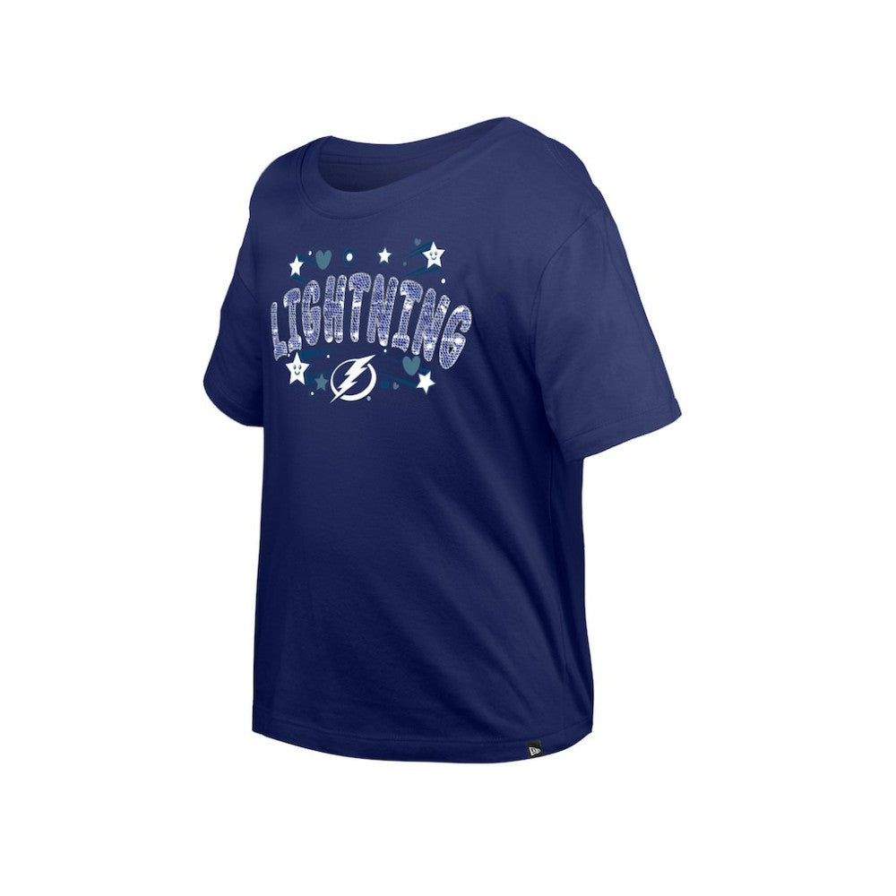 Tampa Bay Lightning New Era Girl's Youth Flip Sequin T-Shirt - Blue - NHL 201889060
