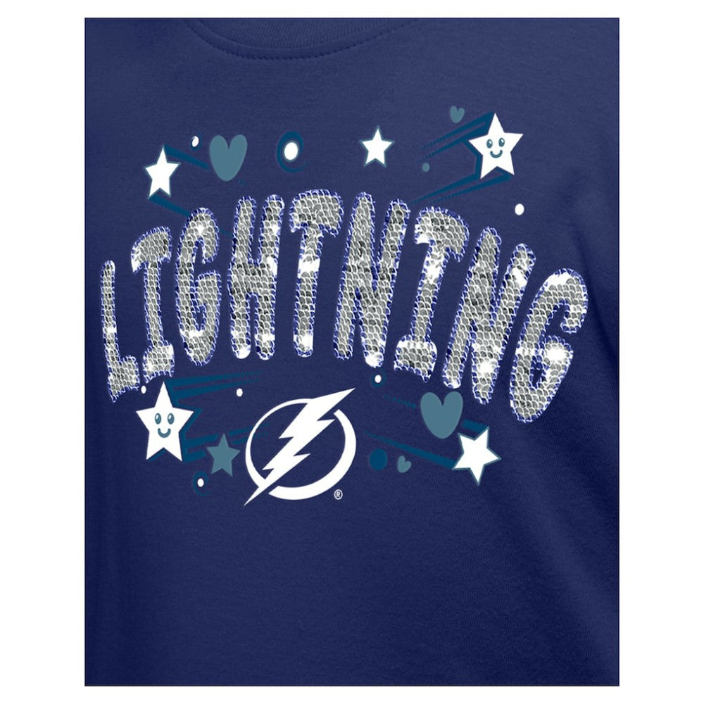 Tampa Bay Lightning New Era Girl's Youth Flip Sequin T-Shirt - Blue - NHL 201889060