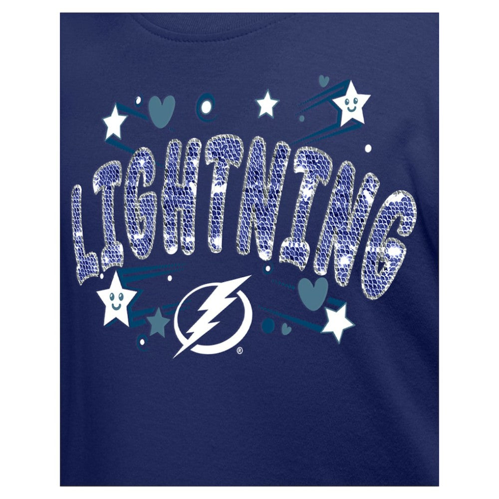 Tampa Bay Lightning New Era Girl's Youth Flip Sequin T-Shirt - Blue - NHL 201889060