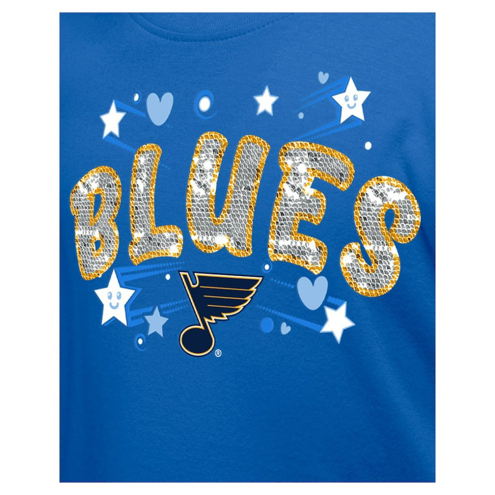 St. Louis Blues New Era Girl's Youth Flip Sequin T-Shirt - Blue - NHL 201889061