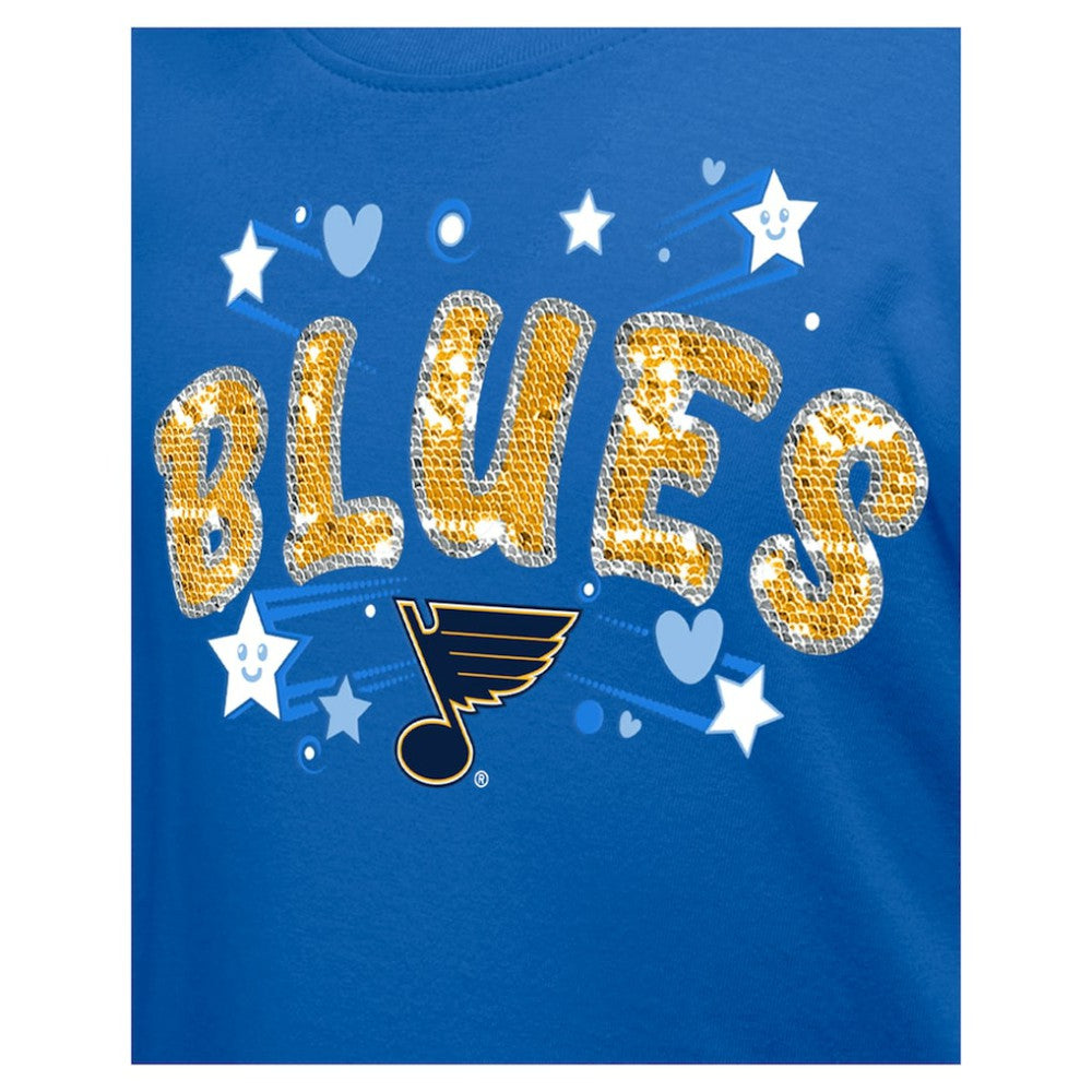 St. Louis Blues New Era Girl's Youth Flip Sequin T-Shirt - Blue - NHL 201889061
