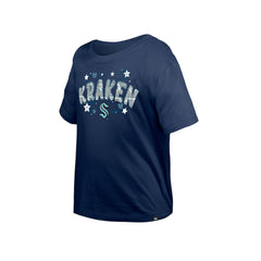 Seattle Kraken New Era Girl's Youth Flip Sequin T-Shirt - Deep Sea Blue - NHL 201889062