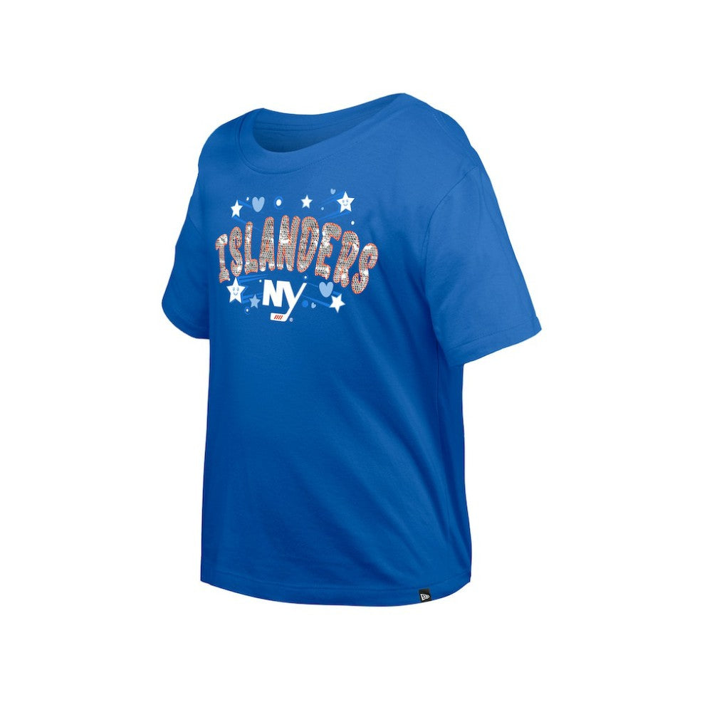 New York Islanders New Era Girl's Youth Flip Sequin T-Shirt - Blue - NHL 201889065