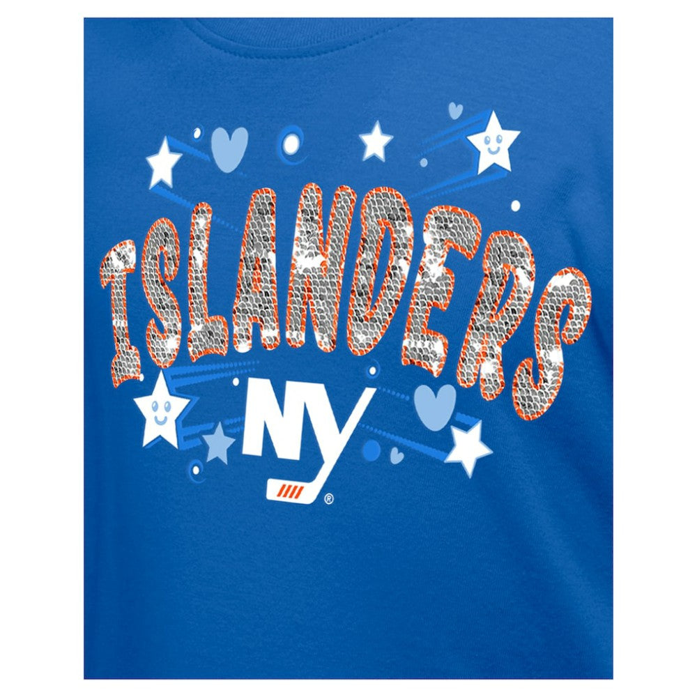 New York Islanders New Era Girl's Youth Flip Sequin T-Shirt - Blue - NHL 201889065