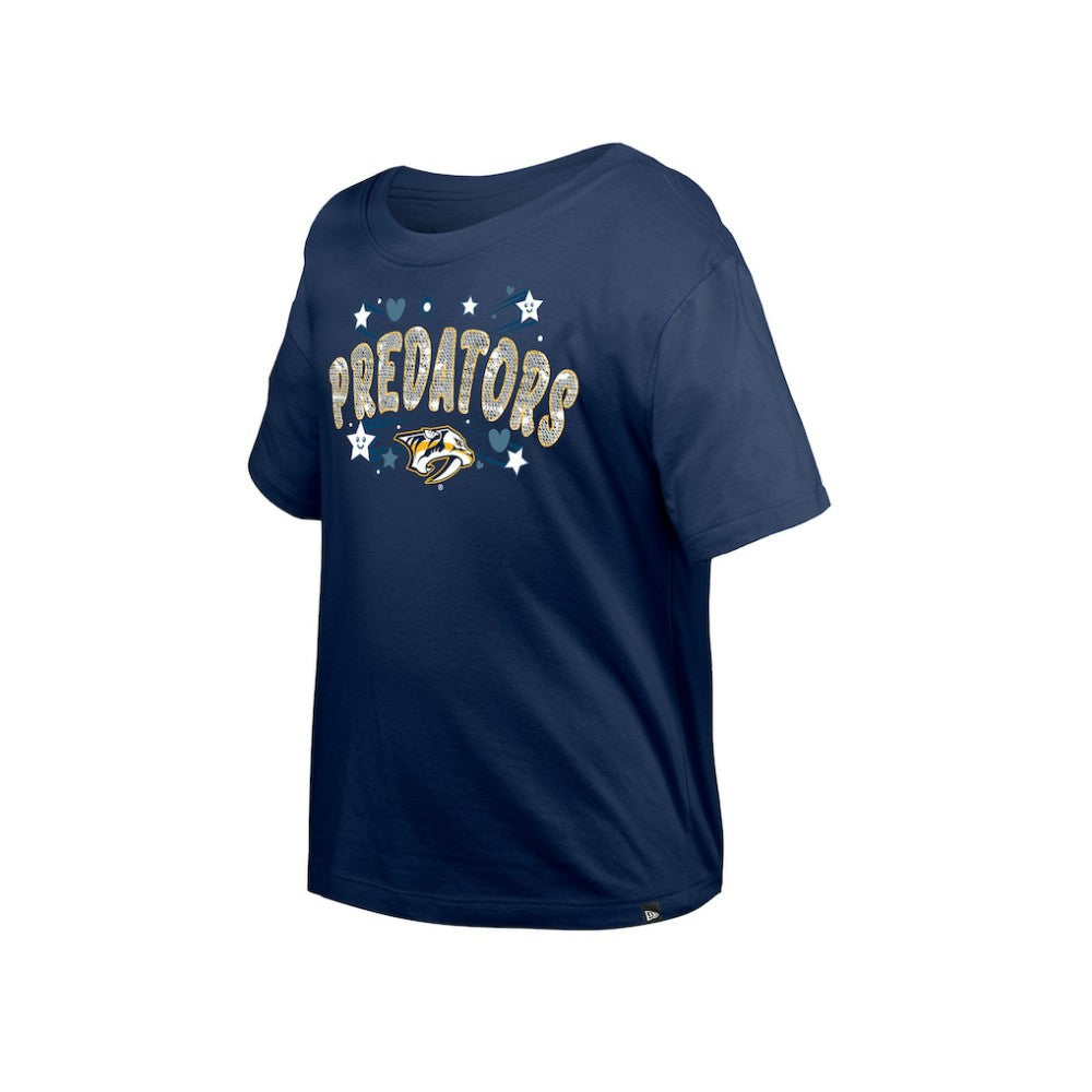 Nashville Predators New Era Girl's Youth Flip Sequin T-Shirt - Navy - NHL 201889067