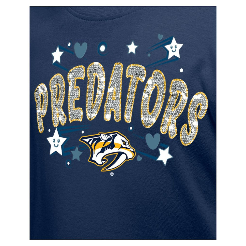 Nashville Predators New Era Girl's Youth Flip Sequin T-Shirt - Navy - NHL 201889067