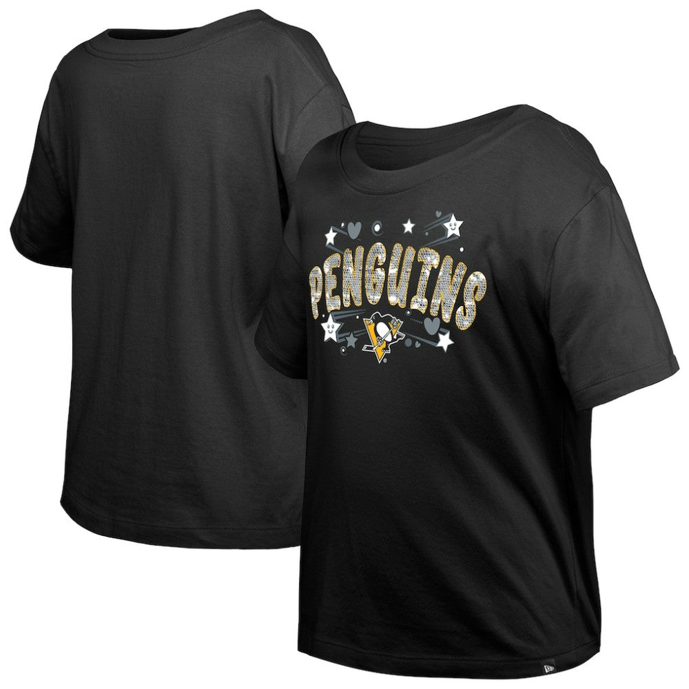 Pittsburgh Penguins New Era Girl's Youth Flip Sequin T-Shirt - Black - NHL 201889068