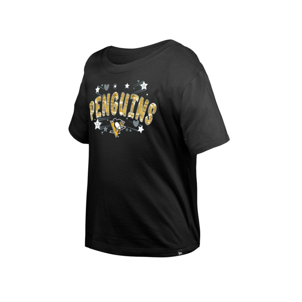 Pittsburgh Penguins New Era Girl's Youth Flip Sequin T-Shirt - Black - NHL 201889068