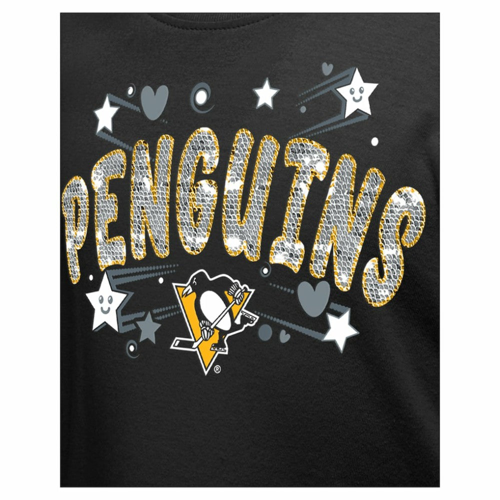 Pittsburgh Penguins New Era Girl's Youth Flip Sequin T-Shirt - Black - NHL 201889068
