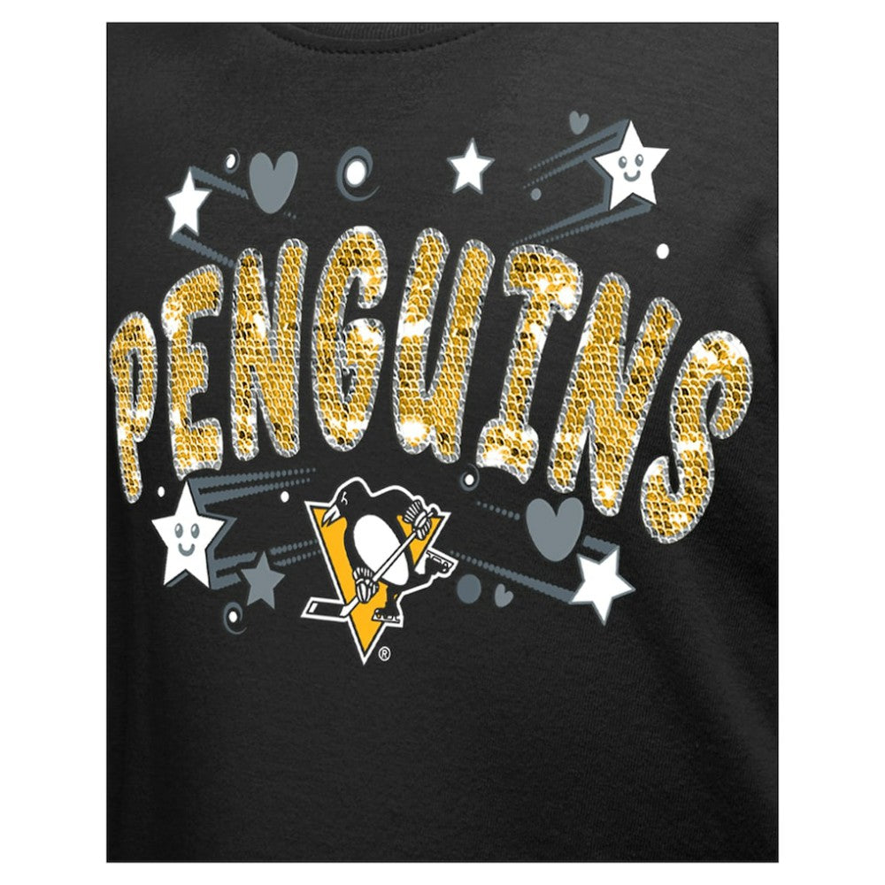 Pittsburgh Penguins New Era Girl's Youth Flip Sequin T-Shirt - Black - NHL 201889068