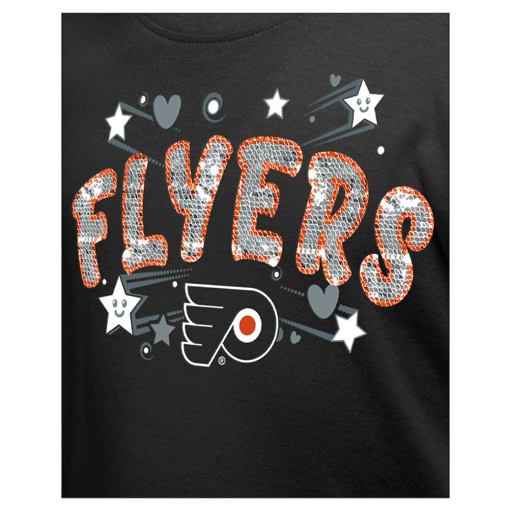 Philadelphia Flyers New Era Girl's Youth Flip Sequin T-Shirt - Black - NHL 201889071