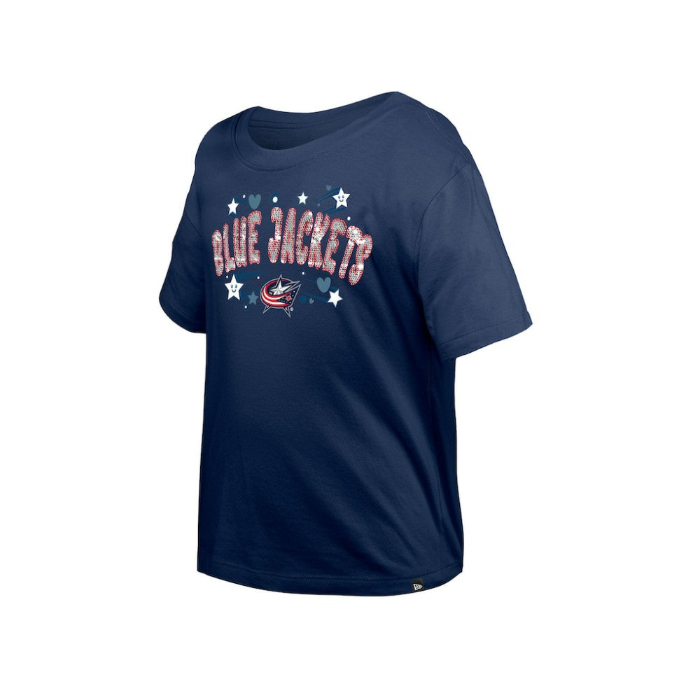 Columbus Blue Jackets New Era Girl's Youth Flip Sequin T-Shirt - Navy - NHL 201889072