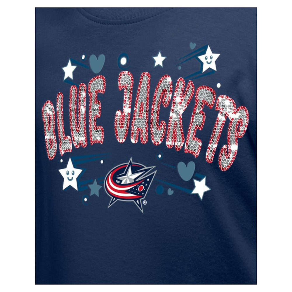 Columbus Blue Jackets New Era Girl's Youth Flip Sequin T-Shirt - Navy - NHL 201889072