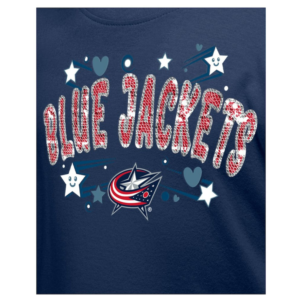 Columbus Blue Jackets New Era Girl's Youth Flip Sequin T-Shirt - Navy - NHL 201889072