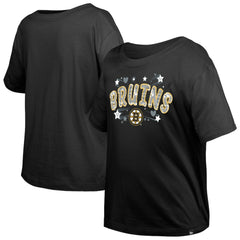 Boston Bruins New Era Girl's Youth Flip Sequin T-Shirt - Black - NHL 201889076