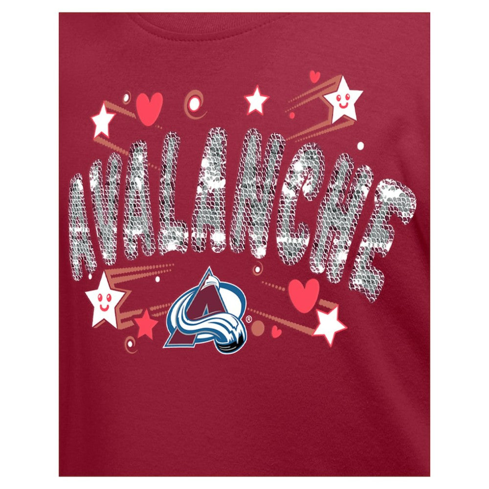 Colorado Avalanche New Era Girl's Youth Flip Sequin T-Shirt - Dark Red - NHL 201889077