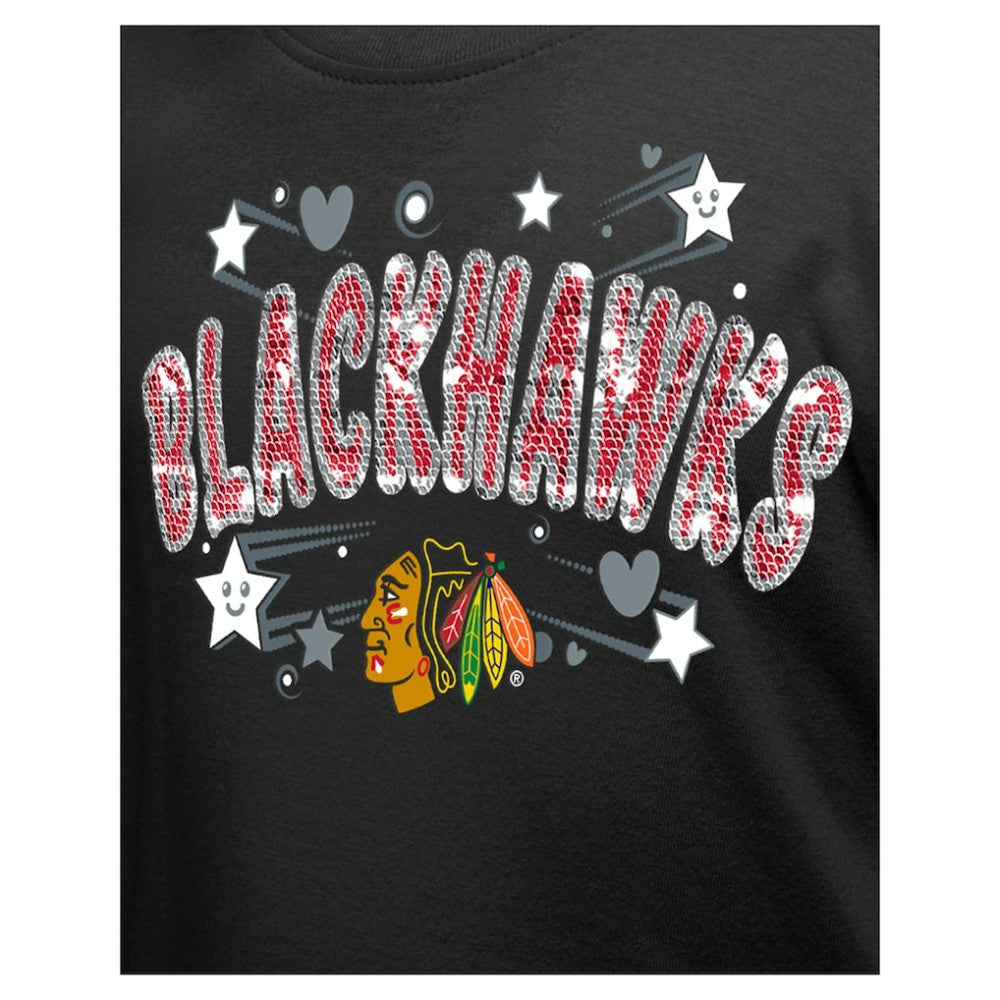 Chicago Blackhawks New Era Girl's Youth Flip Sequin T-Shirt - Black - NHL 201889078