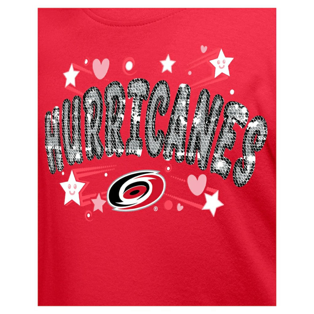 Carolina Hurricanes New Era Girl's Youth Flip Sequin T-Shirt - Red - NHL 201889079