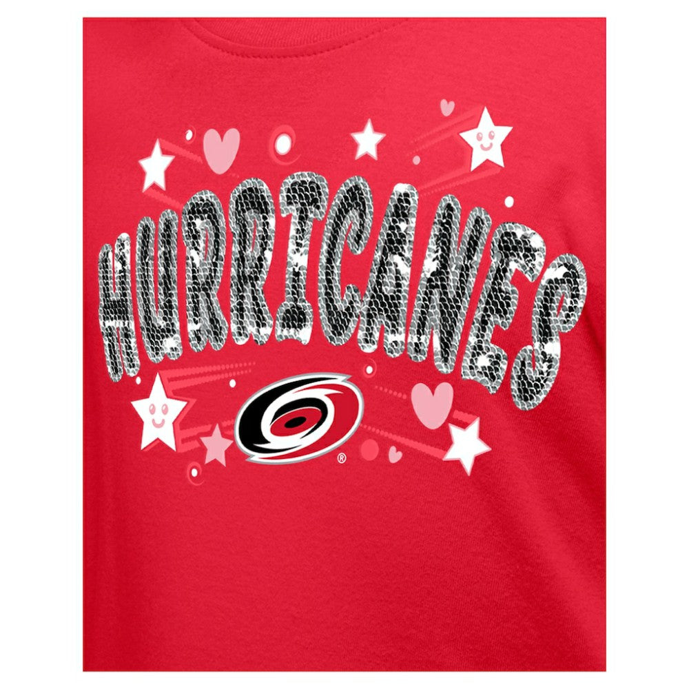 Carolina Hurricanes New Era Girl's Youth Flip Sequin T-Shirt - Red - NHL 201889079