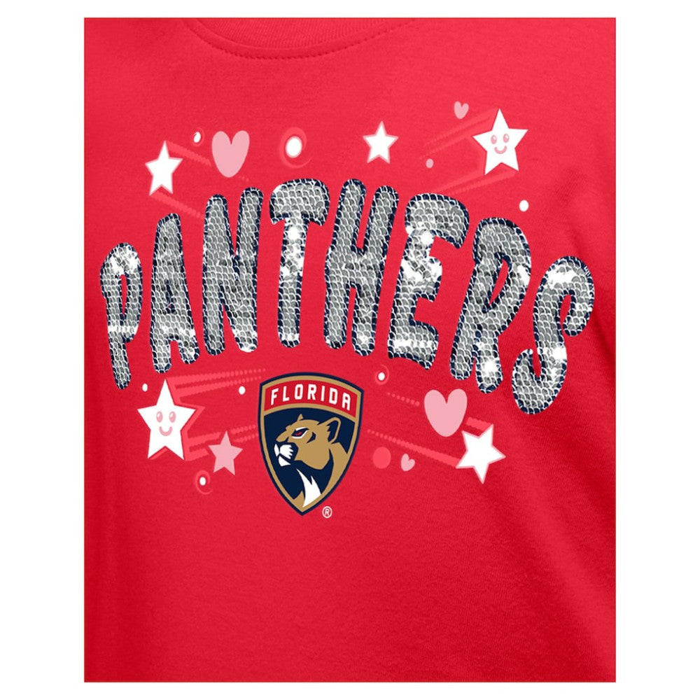 Florida Panthers New Era Girl's Youth Flip Sequin T-Shirt - Red - NHL 201889081