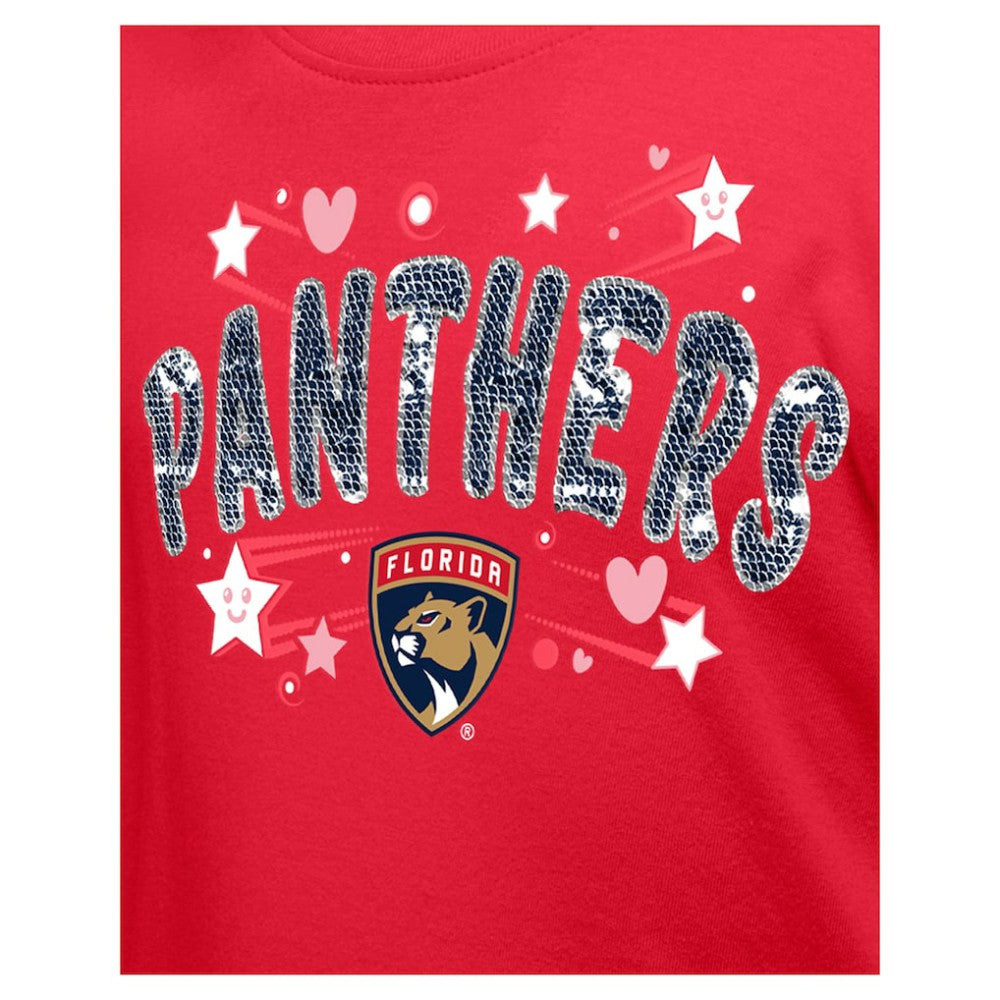 Florida Panthers New Era Girl's Youth Flip Sequin T-Shirt - Red - NHL 201889081