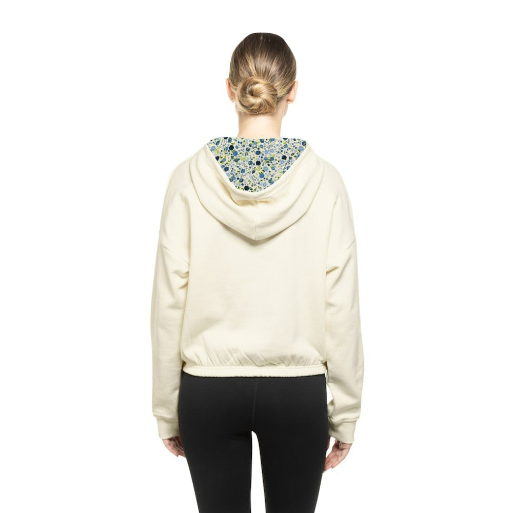 New York Rangers New Era Women's Glam Game Quarter-Zip Cropped Floral Hoodie Pullover - Cream - NHL 201889092