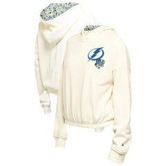 Tampa Bay Lightning New Era Women's Glam Game Quarter-Zip Cropped Floral Hoodie Pullover - Cream - NHL 201889096