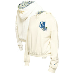 Vegas Golden Knights New Era Women's Glam Game Quarter-Zip Cropped Floral Hoodie Pullover - Cream - NHL 201889098