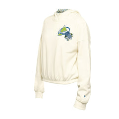 Colorado Avalanche New Era Women's Glam Game Quarter-Zip Cropped Floral Hoodie Pullover - Cream - NHL 201889107