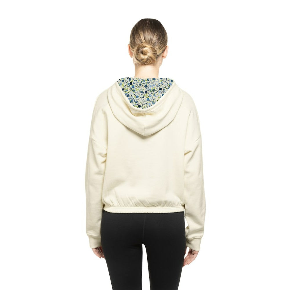 Boston Bruins New Era Women's Glam Game Quarter-Zip Cropped Floral Hoodie Pullover - Cream - NHL 201889113