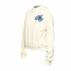 Detroit Red Wings New Era Women's Glam Game Quarter-Zip Cropped Floral Hoodie Pullover - Cream - NHL 201889116