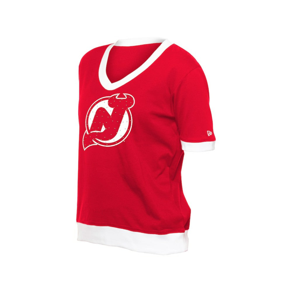 New Jersey Devils New Era Women's Game Day Rhinestuds T-Shirt - Red - NHL 201889151